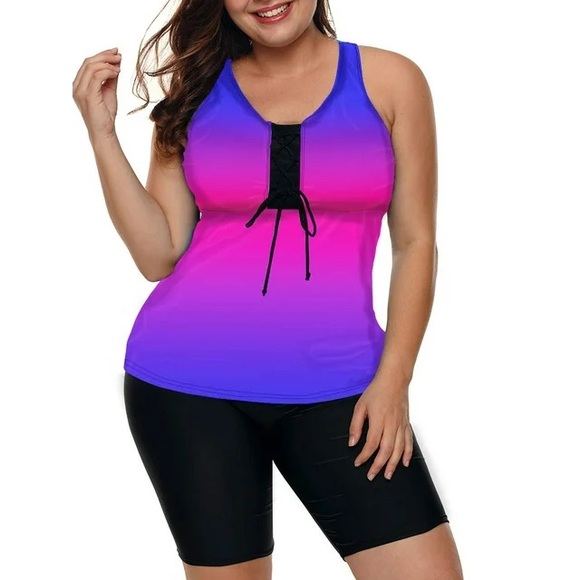 Other - Plus Size 2-Piece Swimsuit Athletic Racerback Tankini Top and Bermuda Bottom XXL